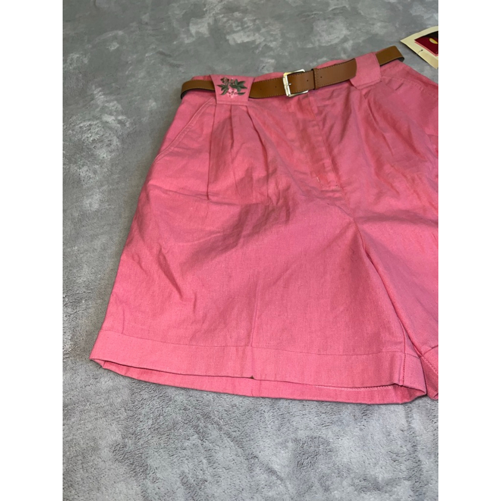 VTG COTTAGECORE Pink Long Shorts with Brown Belt Juniors 13 - Picture 3 of 7